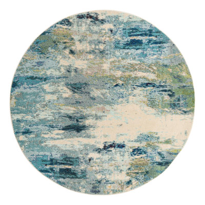Tapis bleu clair tissé à la machine à motif abstrait Keimar