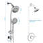 Ensemble de douche à double pommeau haute pression, pommeau de douche effet pluie avec douchette à main, barre de douche coulissante sans perçage de 66 cm, flexible de 1,5 m et inverseur à 3 voies, chromé, robinetterie non incluse-134490935
