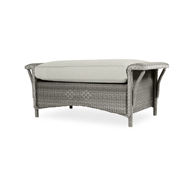 Nantucket Outdoor Ottoman, Beach Navy, Pewter