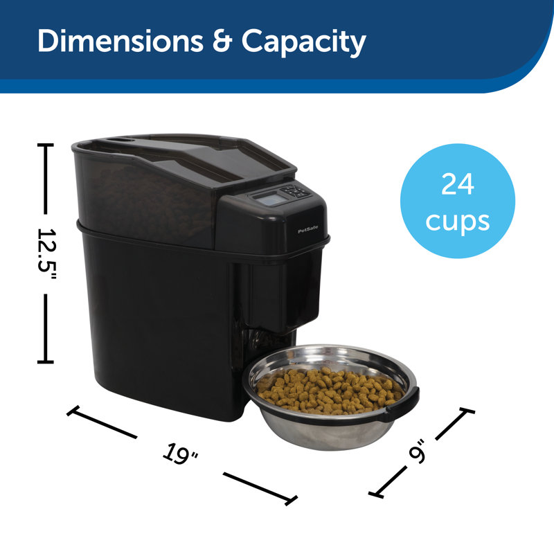 PetSafe Black Automatic Feeder with Stainless Steel Bowl