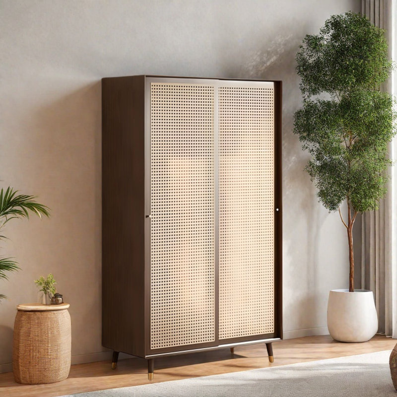 Petite armoire simple de couleur unie, H 70,87 po x l 23,62 po x P 21,65 po, Noyer