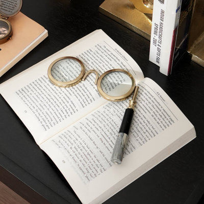 Antique Style Dual Viewer Magnifying Glass with Gold Finish 