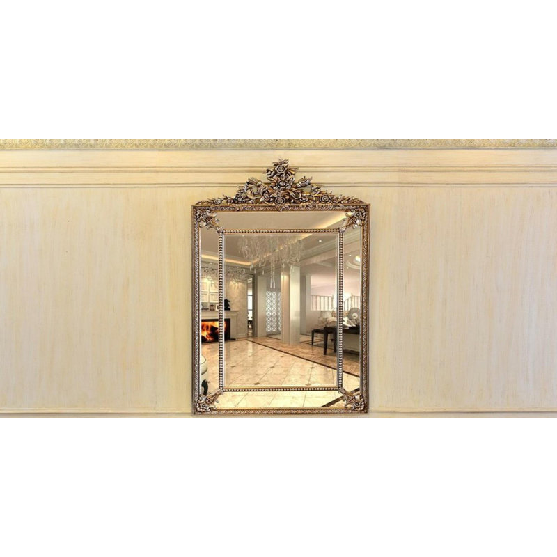 Aurora Flat Solid Wood Mirror, Antique Silver
