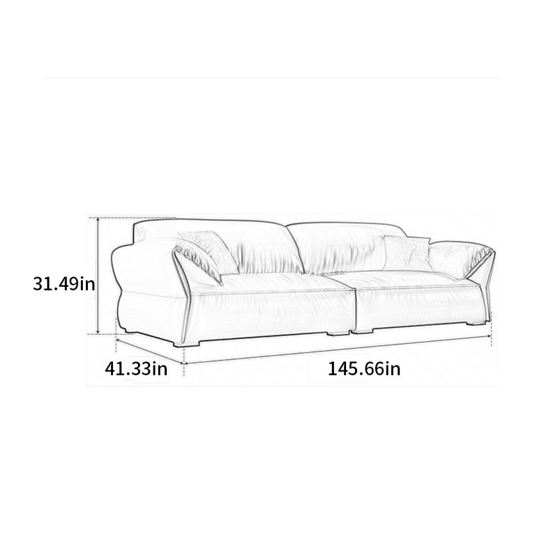 Canapé moderne simple à oreilles d'éléphant, H 31,49 po x l 145,66 po x P 41,33 po, 6