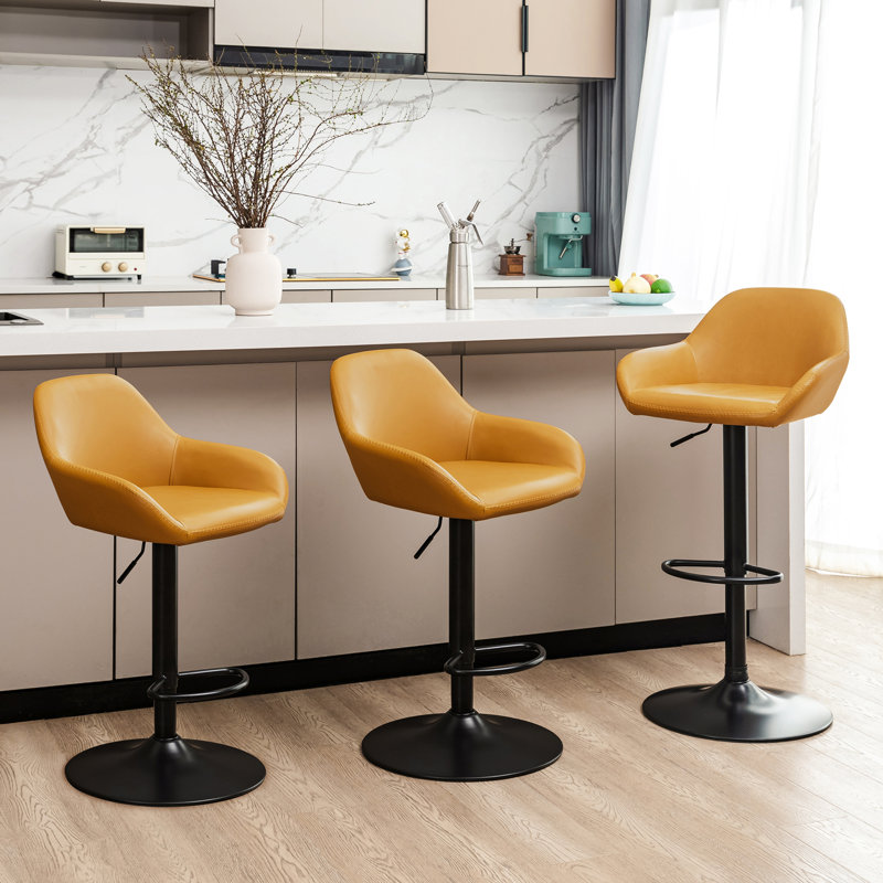Tabouret de bar pivotant Mid-Century, Jaune