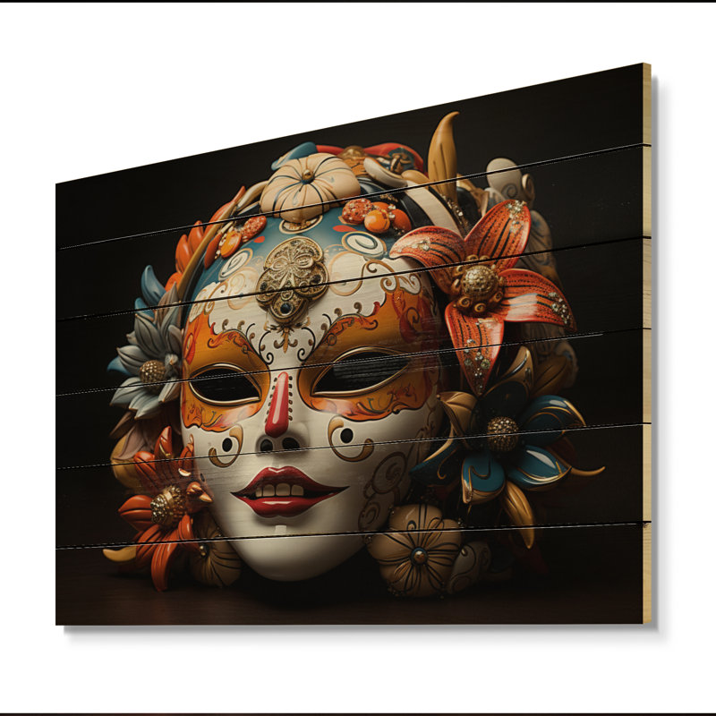 Japon, art kabaki, masque sur bois, H 30 po x l 40 po x P 0,78 po