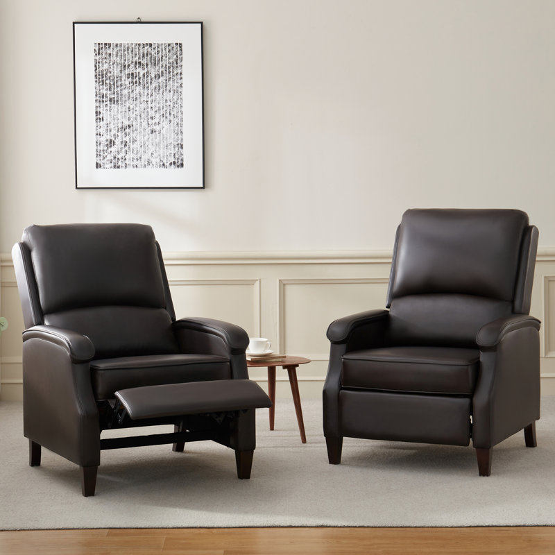 Upholstered Faux Leather Push-Back Manual Recliner(Set Of 2), Chocolate
