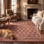 Tapis Fielding traditionnel à motif floral intégral, cuivre, vert, crème et rose, lavable à la machine, antidérapant, à poils courts, pour l'intérieur et l'extérieur, adapté aux animaux domestiques, idéal pour le salon, la chambre, la salle à manger, l'entrée, le couloir ou le bureau.-1302161871