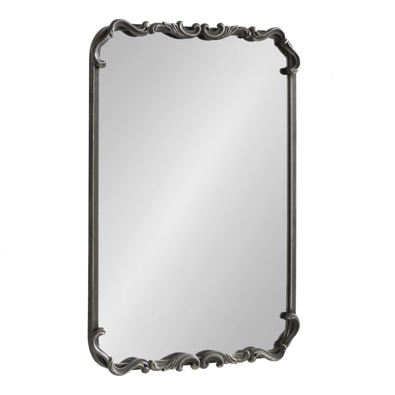 Ornate Rectangle Metal Wall Mirror, Black