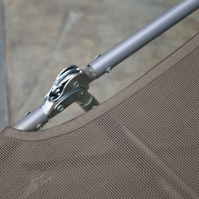 Chaise pliante brune pour l'extérieur, 5 sièges inclinables et respirants en filet avec pour piscine, plage, cour, patio