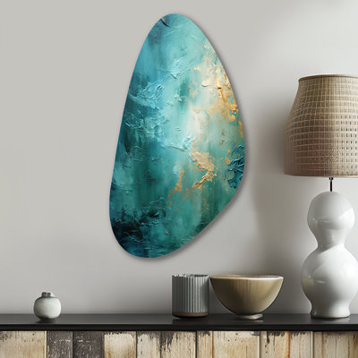 Teal Oasis III - Asymmetrical Abstract Landscapes Metal Wall Art, Irregular Shape Metal Wall Sculpture Print