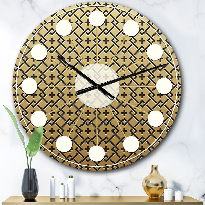 Horloge murale Golden Luxury Metallic Geometrics XVIII - Mid-Century, Petit