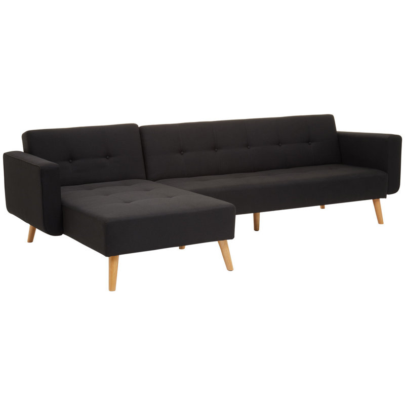 Glenda 4 Seater Sofa & Chaise, Black