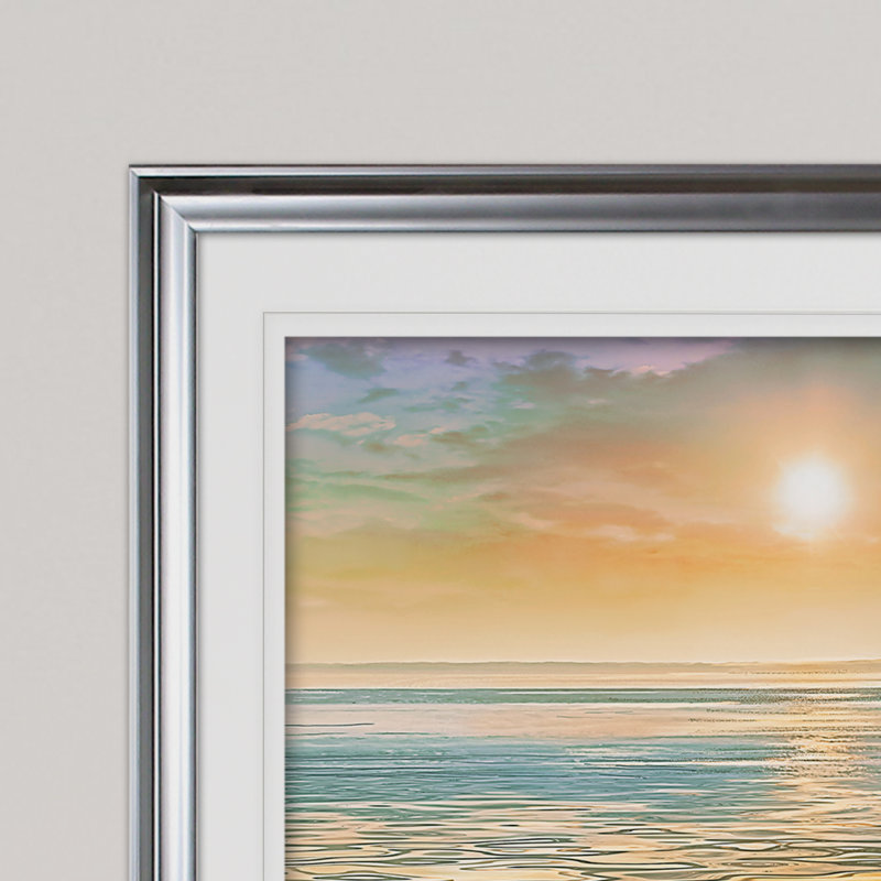 « soirée calme », reproduction de peinture à l’acrylique encadrée, Argent, H 30 po x l 40 po x P 1,5 po