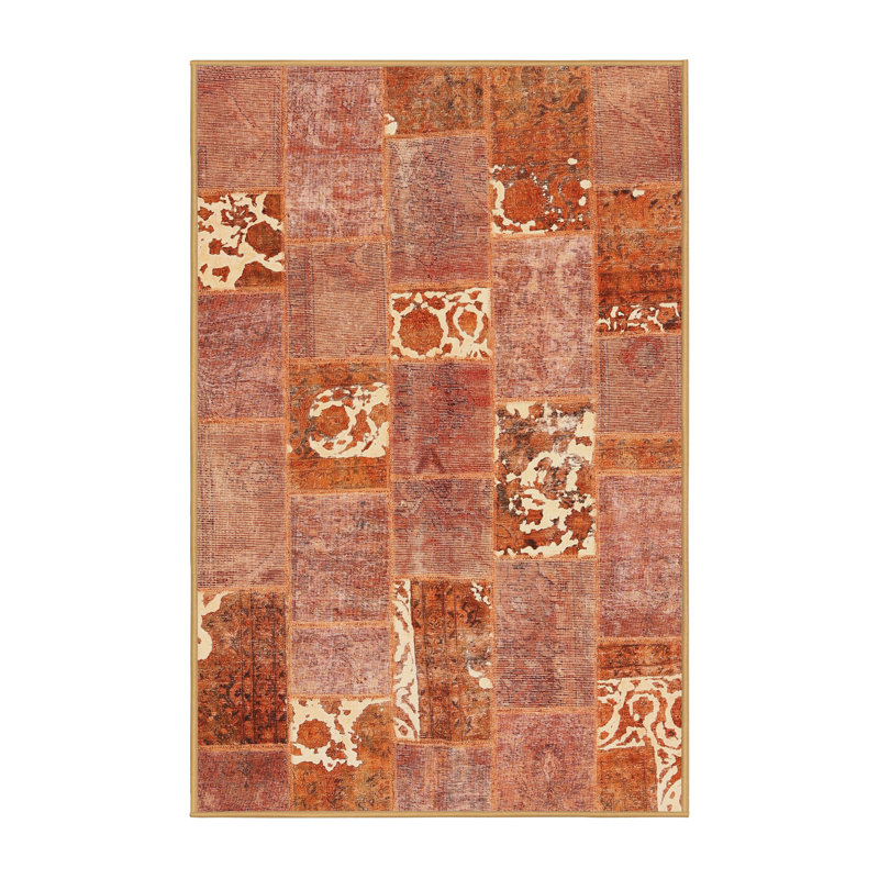 Tapis de zone crème/brun contemporain, Rectangle 2 pi x 5 pi