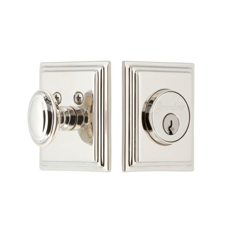 Carre Single Cylinder Deadbolt with Square Rosette, 2.75", Polished Nickel
