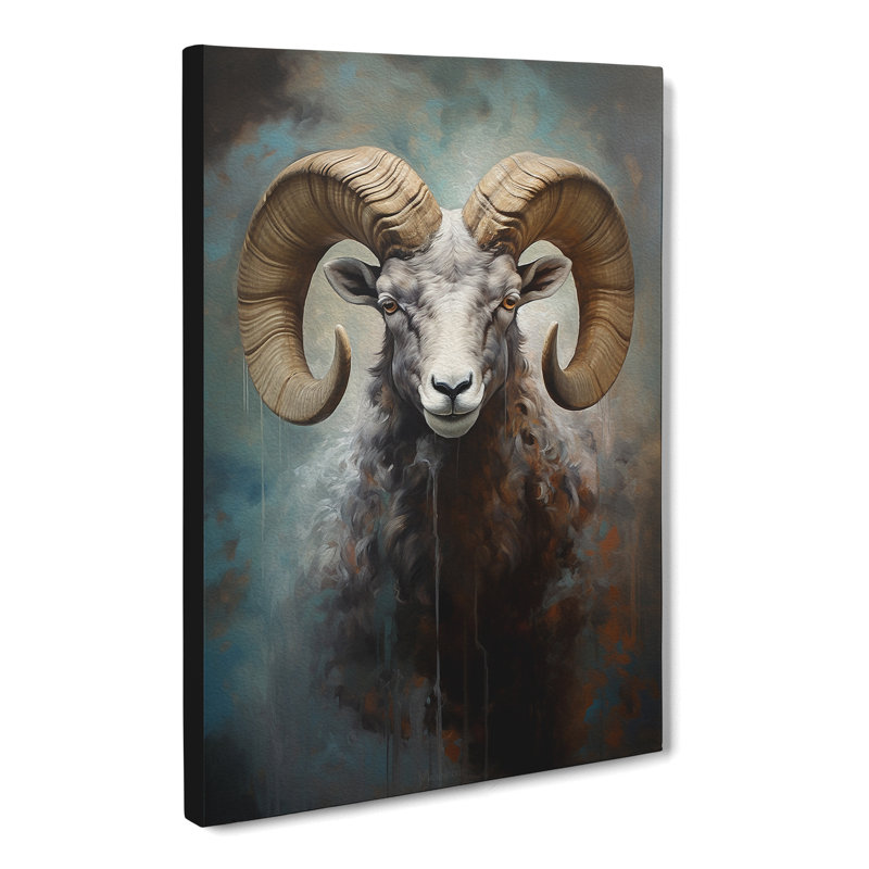 Ram Sheep Hard Edge No.2 - Art Prints - Wrapped Canvas, 60cm H x 40cm W x 3cm D