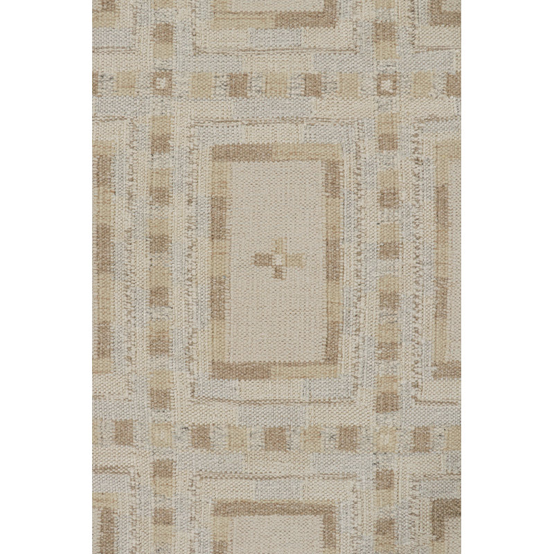 Scandinavian Hand Knotted Wool Geometric Area Rug, Rectangle 9' x 12'