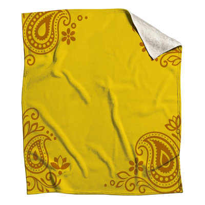 Couvertures florales à motif cachemire jaune