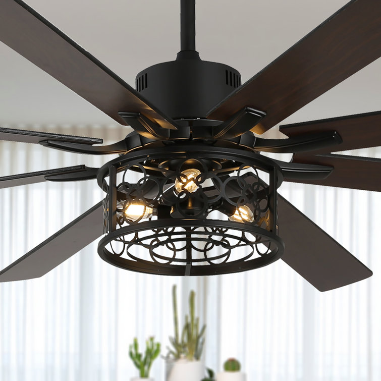 Clercq 72" 8 - Blade Reversible Ceiling Fan with Lights and Remote, 6 Speeds Ceiling Fan