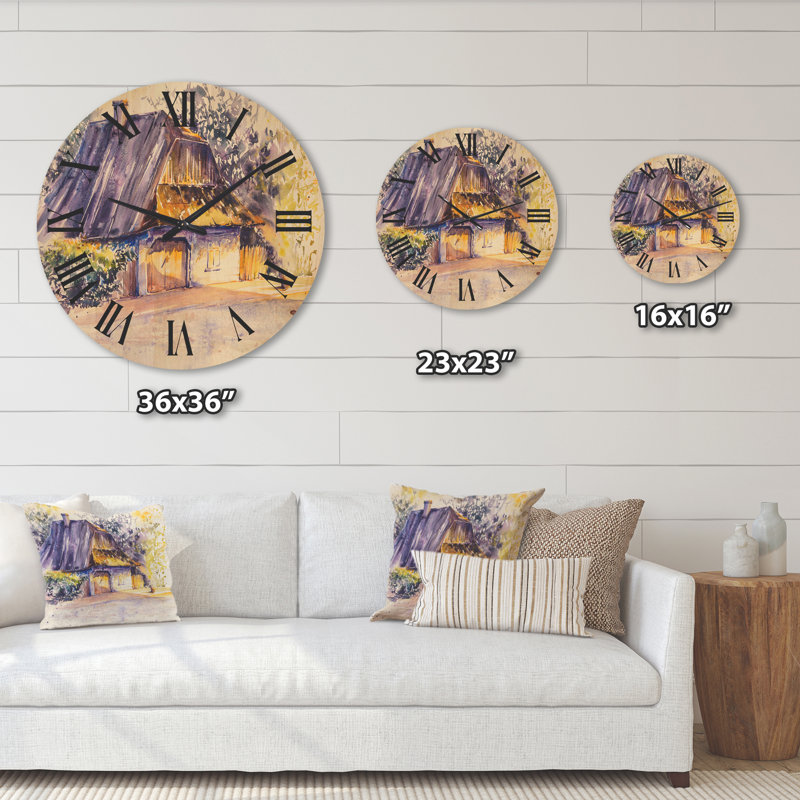 Vieille horloge murale en bois, Grand