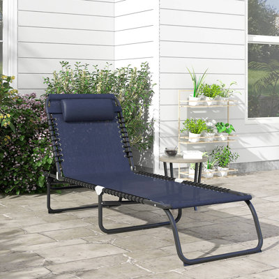 Chaise longue de piscine pliante, chaise de bronzage de patio, chaise longue d'extérieur avec dossier inclinable à 4 positions, siège en filet respirant pour la plage, la cour, le patio