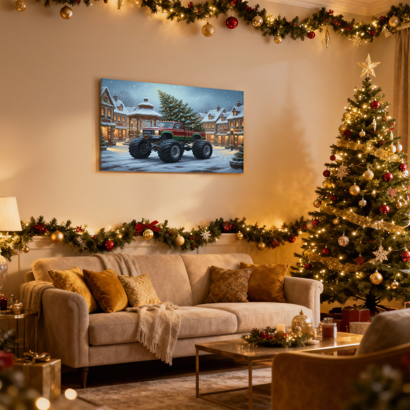 «Christmas Christmas Town», ensemble de 3 impressions sur toile, H 12 po x l 18 po