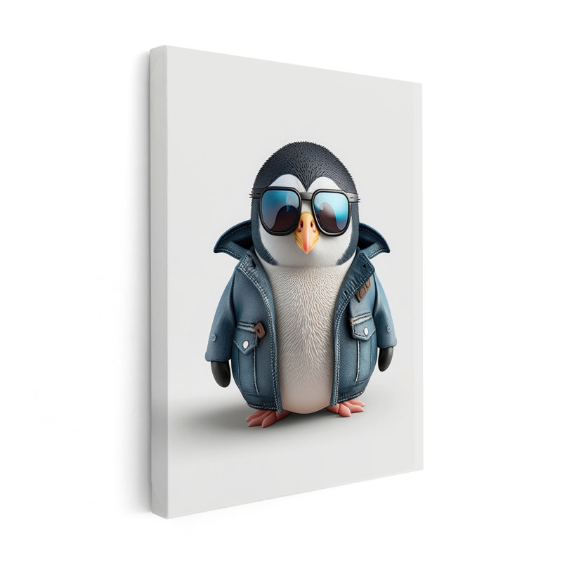 Baby Penguin in Sunglasses, Unframed, Canvas, 18"H x 24"W