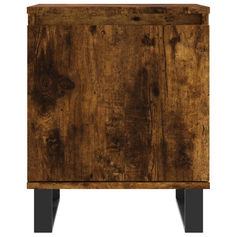 40 cm W Iron Bedside Table, Smoked Oak