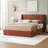 41.7" Velvet Curved Wingback Queen Bed Frame with Hydraulic Lift, No Box Spring Needed, Ocher-646257337-646257343
