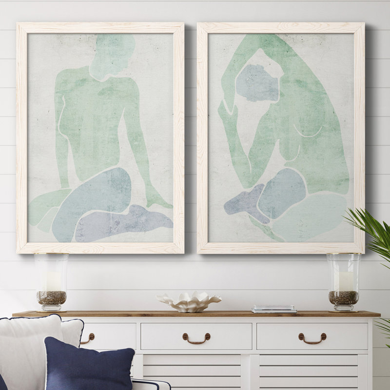 Stretching III - ensemble de 2 peintures encadrées, H 37,5 po x l 55 po x P 1,5 po, Toile avec cadre blanc