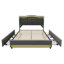EU Double & Kingsize Velvet Storage Bed with App-Controlled RGB LED & USB C Charging, 4-Drawer Upholstered Platform Bed Frame with Storage Headboard, Beige/Grey, 140/160x200cm-783772343-783772338