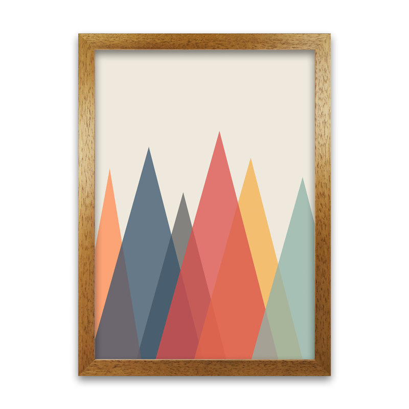 Portrait Mountain Abstract Original - Print, Oak Frame, 42cm H x 30cm W x 3cm D