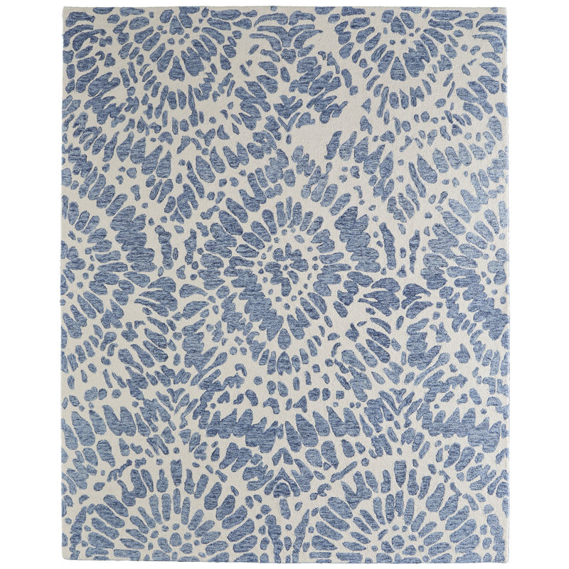Wallace Modern Abstract Blue Area Rug, Rectangle 10' x 14'