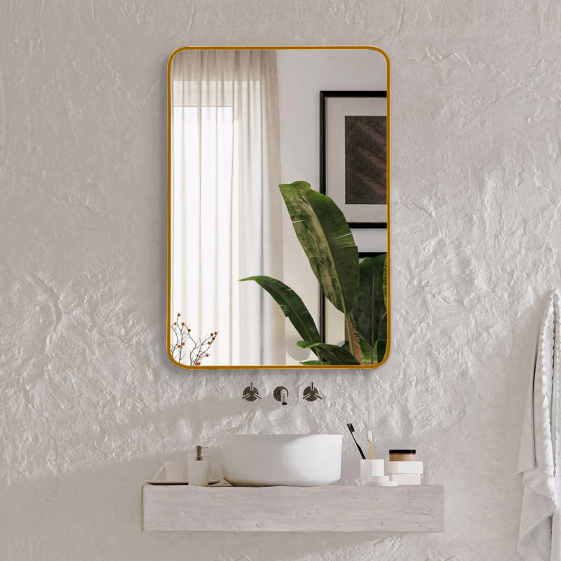 Miroir de salle de bain, Doré, 30 po x 22 po, Rectangulaire