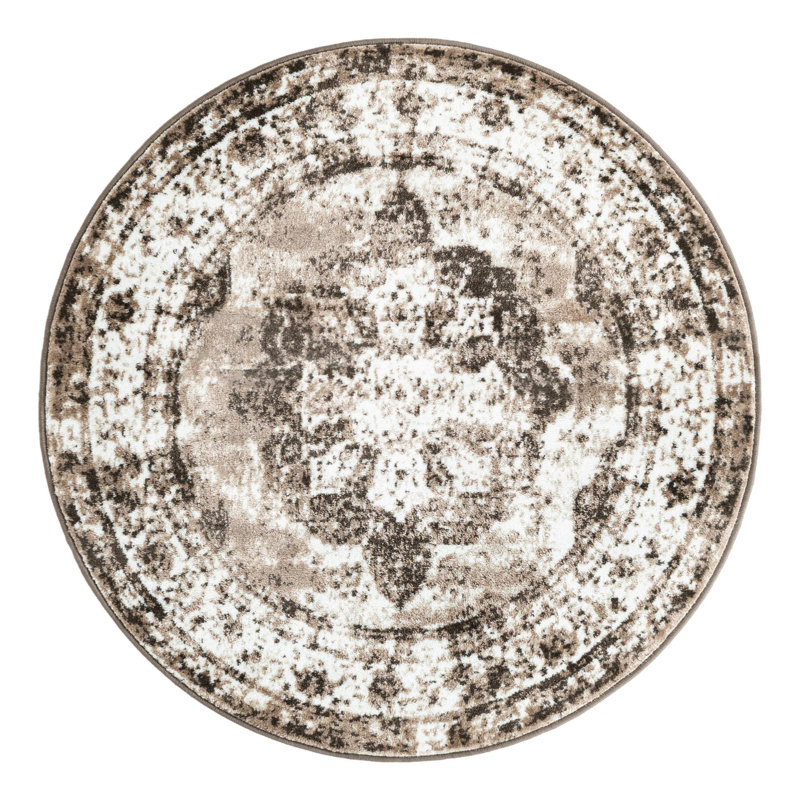 Brandt Oriental Area Rug, Round 4'1", Light Brown