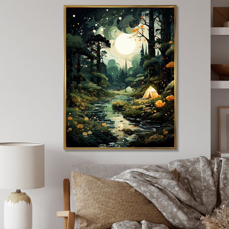 Backcountry Escape - camping, art mural, H 40 po x l 30 po x P 1,5 po, Cadre flottant doré