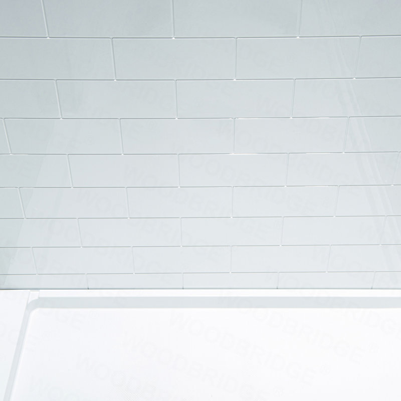 60'' W 32'' D 75/96'' H Glue Up Solid Surface Shower Wall Panel Surround, Cuttable, 0.137-in thick, 75" H x 60" W x 32" D