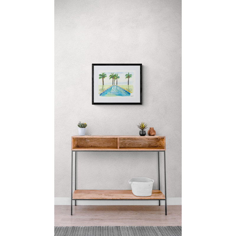 Tropical Infinity Pool With South Sea View Print by Martina Bleichner, Black Framed Canvas, 24" H x 32" W