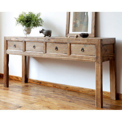 66.93"Brown Rectangular Solid Wood Console Table