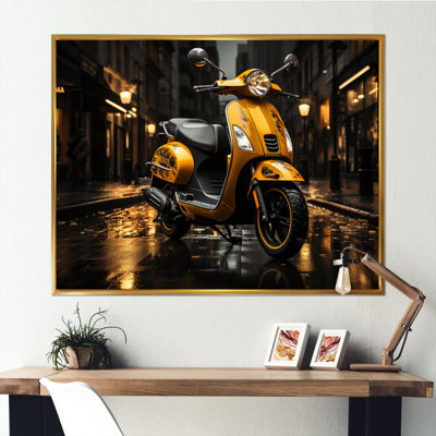 «Yellow Black Scooter City Glide II», reproduction sur toile encadrée
