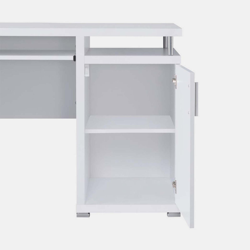Bureau d'ordinateur en bois manufacturé Azayliah, Blanc