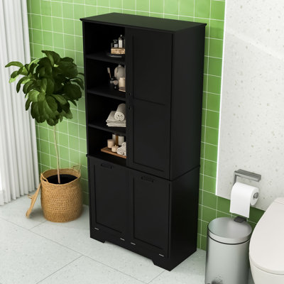 Élégante armoire de rangement haute avec beaucoup d'espace de rangement, fabrication en panneau de fibres à densité moyenne durable