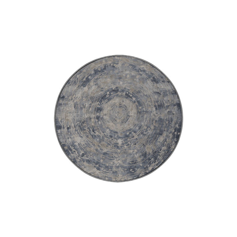 Tapis gris soyeux et moelleux, Rond 3 pi