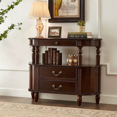 Console en bois massif de noyer foncé