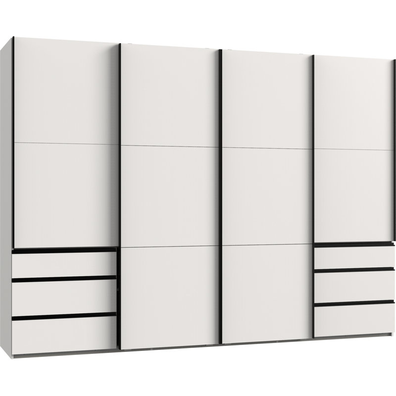 Guardino 4 Door Wardrobe, 216cm H x 300cm W x 65cm D, White