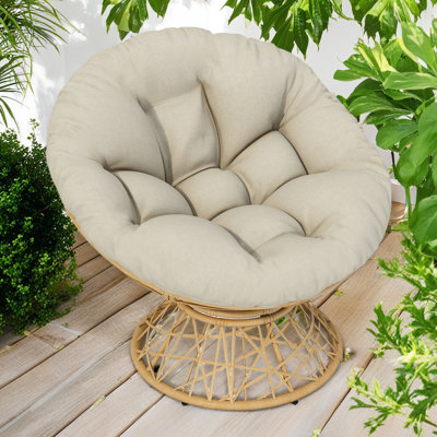 40" Ergonomic Wicker Chair With Cloud Thick Density Fabric Cushion,3-Proof Cover,High Capacity Iron Frame,Fluid 360 Degree Swivel For Reading,Living Room, Bedroom,Lounge
