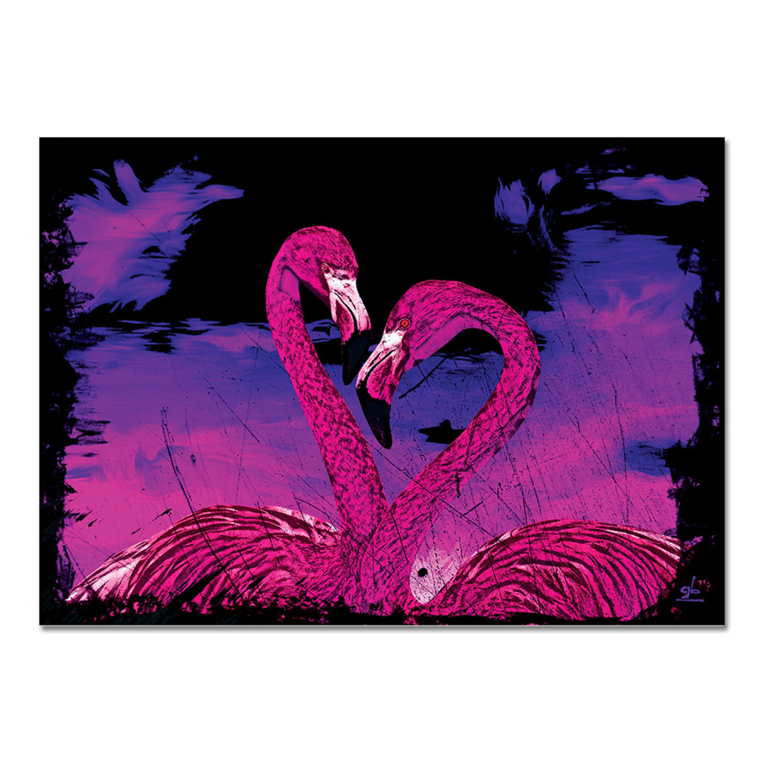 Grafikdruck Pink Flamingos von Giallobus