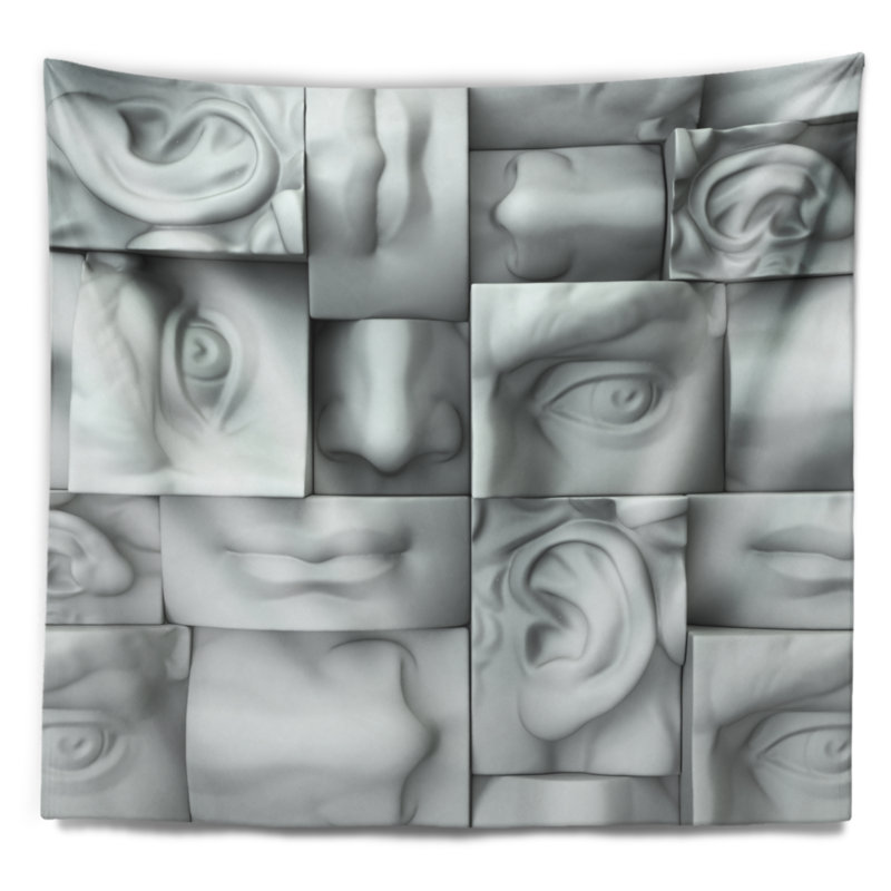 Tapisserie abstract abstract white blocks, H 32 po x l 39 po