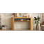 Console avec pieds cannelés, table d'appoint de couloir ovale rétro avec plateau en placage de frêne et finition vernie, tablette ouverte-128993966